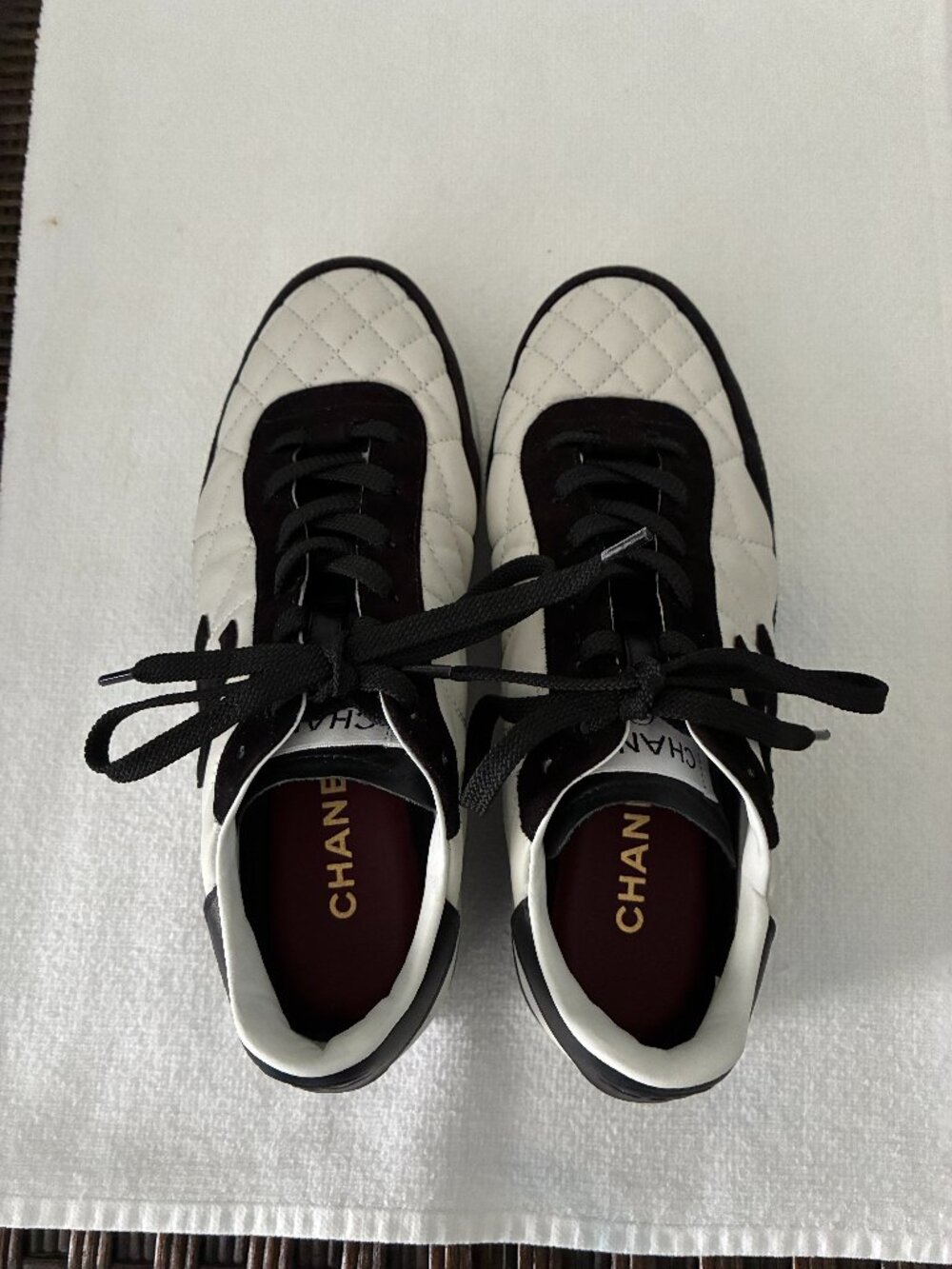 CHANEL Sneakers Black/White AUTHENTIC Size 7